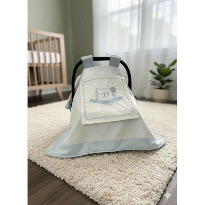 Puset örtüsü kapaklı model mavi beyaz poplin 3