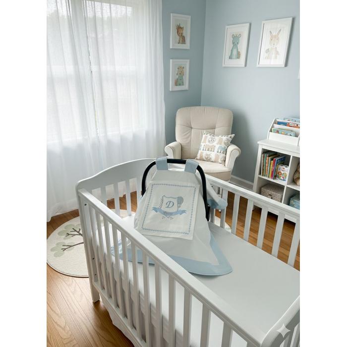 Puset örtüsü kapaklı model mavi beyaz poplin 3