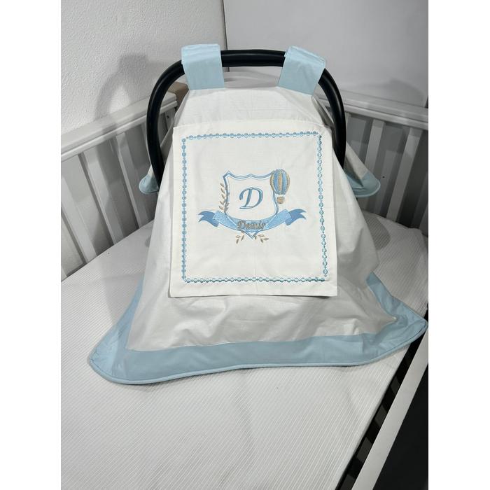 Puset örtüsü kapaklı model mavi beyaz poplin 3