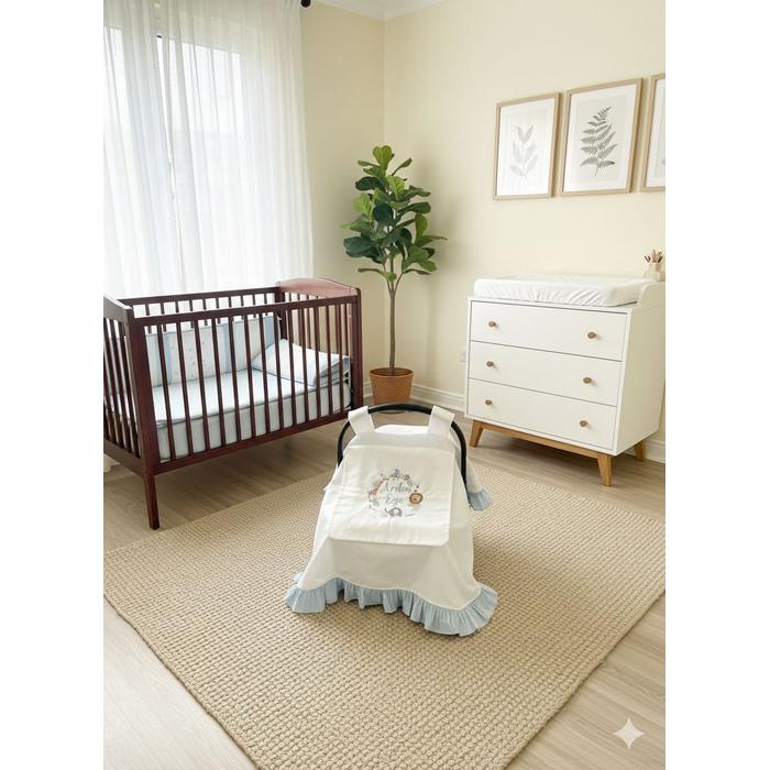 Puset örtüsü kapaklı model mavi fırfırlı beyaz poplin 