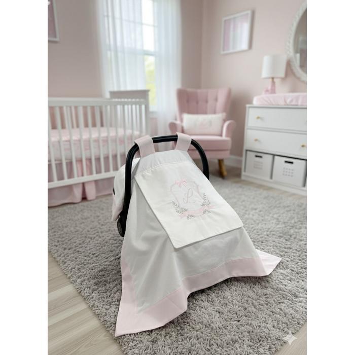 Puset örtüsü kapaklı model pudra pembe - beyaz poplin 