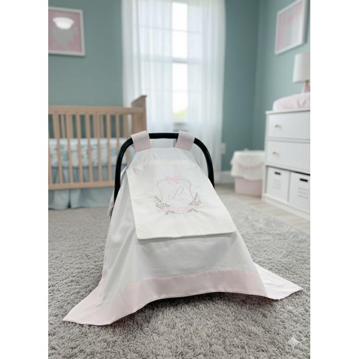 Puset örtüsü kapaklı model pudra pembe - beyaz poplin 