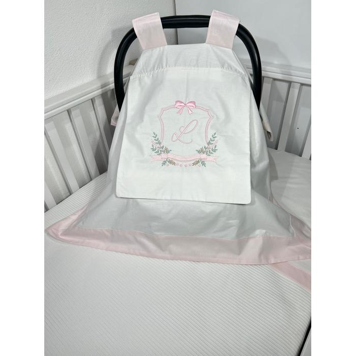 Puset örtüsü kapaklı model pudra pembe - beyaz poplin 