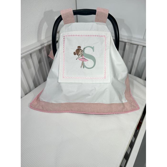 Puset örtüsü kapaklı model pudra pembe isviçre keten beyaz poplin 