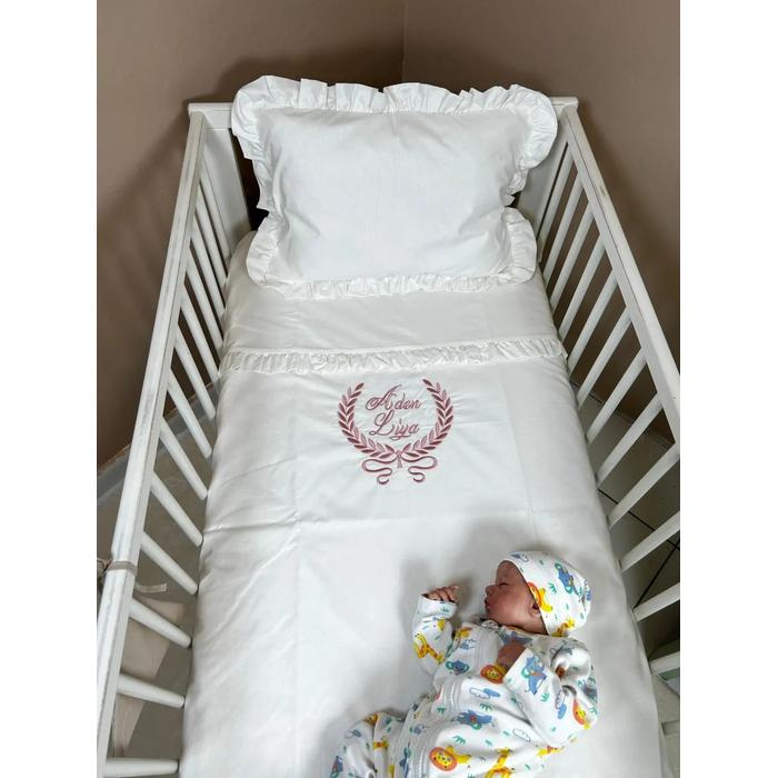 BEYAZ POPLİN FIRFIRLI NEVRESİM TAKIMI