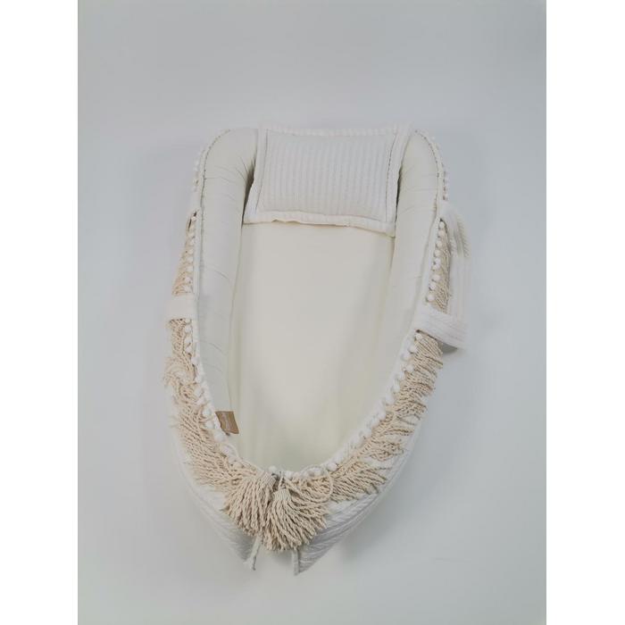 Babynest 8'li püsküllü set krem örgü pike - krem poplin