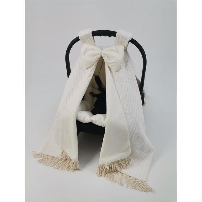 Babynest 8'li püsküllü set krem örgü pike - krem poplin