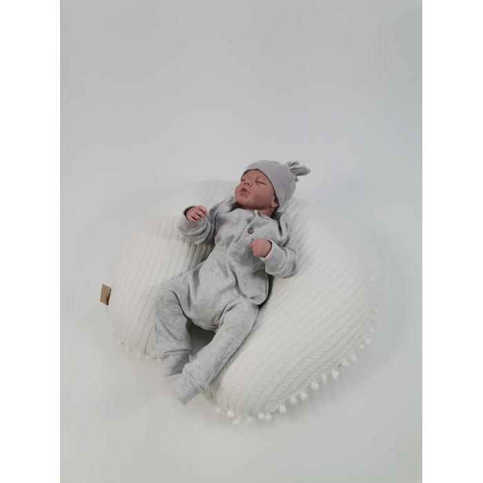 Babynest 8'li püsküllü set krem örgü pike - krem poplin