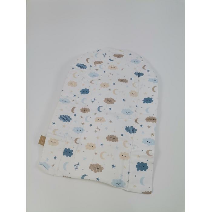 Babynest 8'li set krem waffle pike - mavi aylı bulutlu müslin