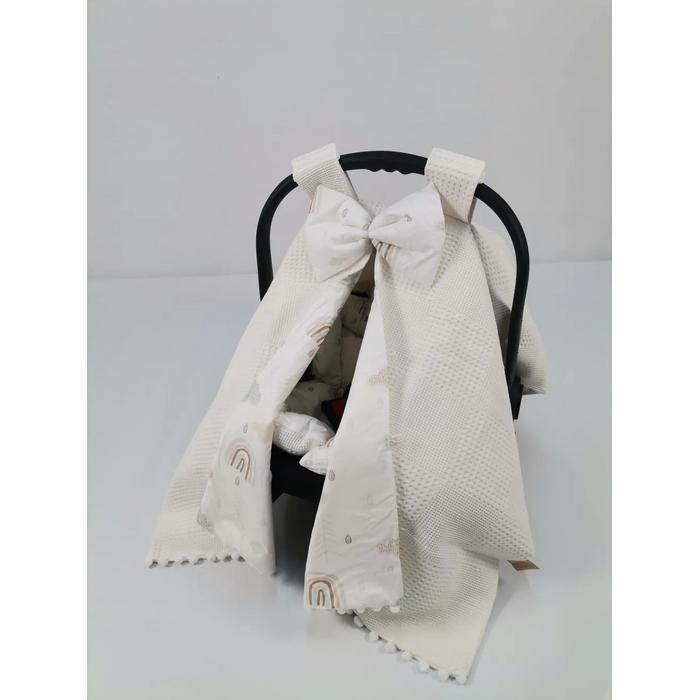 Babynest 8'li set krem waffle pike - gökkuşaklı poplin