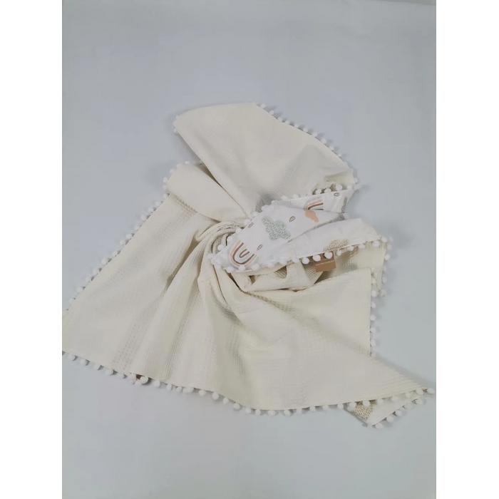 Babynest 8'li set krem waffle pike - gökkuşaklı poplin