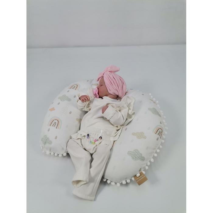 Babynest 8'li set krem waffle pike - gökkuşaklı poplin