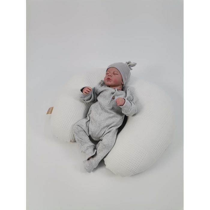 Babynest 8'li set krem waffle pike - mavi aylı bulutlu müslin