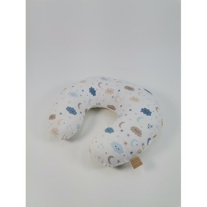 Babynest 8'li set krem waffle pike - mavi aylı bulutlu müslin