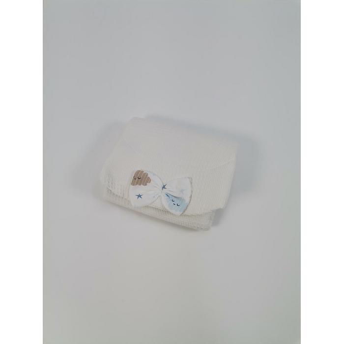 Babynest 8'li set krem waffle pike - mavi aylı bulutlu müslin