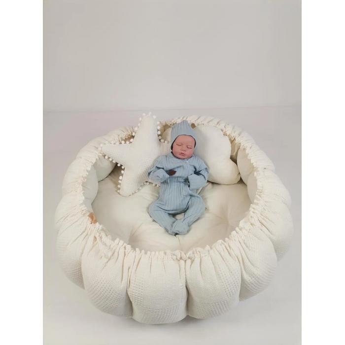 Yuvarlak babynest krem waffle pike - krem poplin