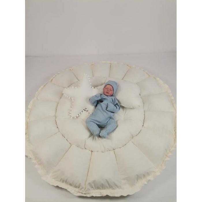 Yuvarlak babynest krem waffle pike - krem poplin