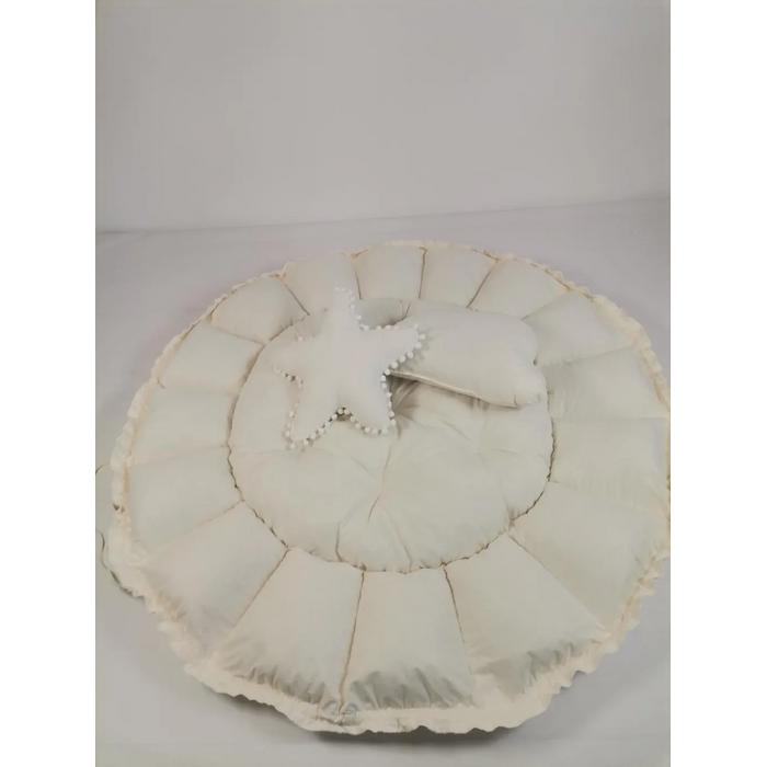 Yuvarlak babynest krem waffle pike - krem poplin