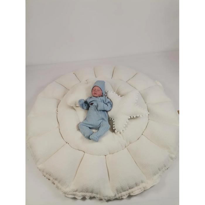Yuvarlak babynest krem waffle pike - krem poplin