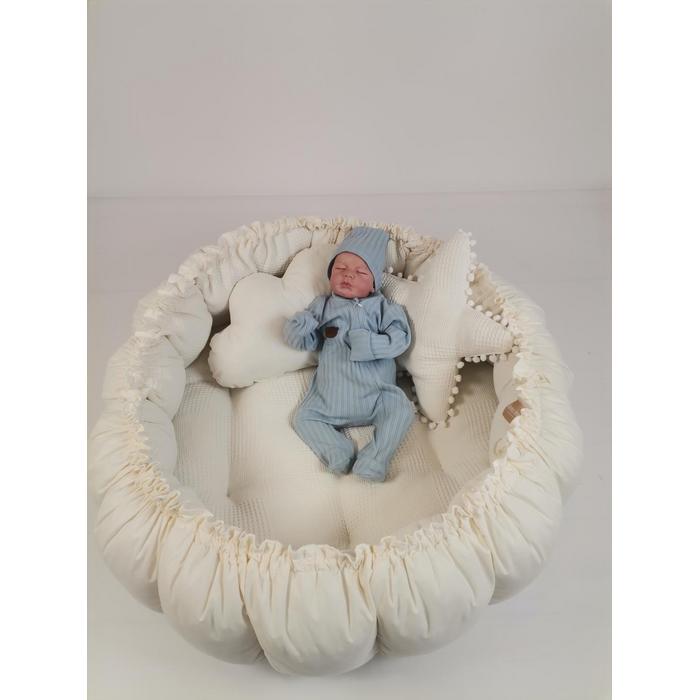 Yuvarlak babynest krem waffle pike - krem poplin