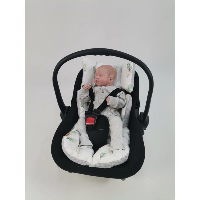 Babynest 8'li set gri waffle pike - yeşil tüylü poplin