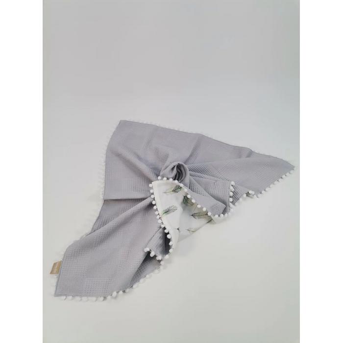 Babynest 8'li set gri waffle pike - yeşil tüylü poplin