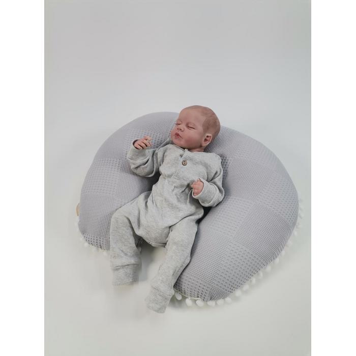 Babynest 8'li set gri waffle pike - yeşil tüylü poplin