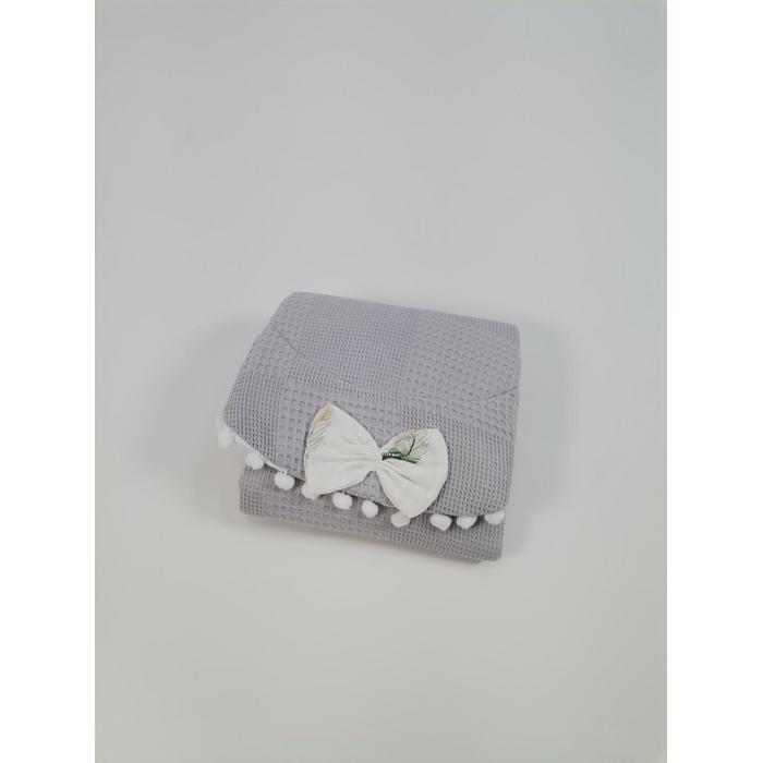 Babynest 8'li set gri waffle pike - yeşil tüylü poplin