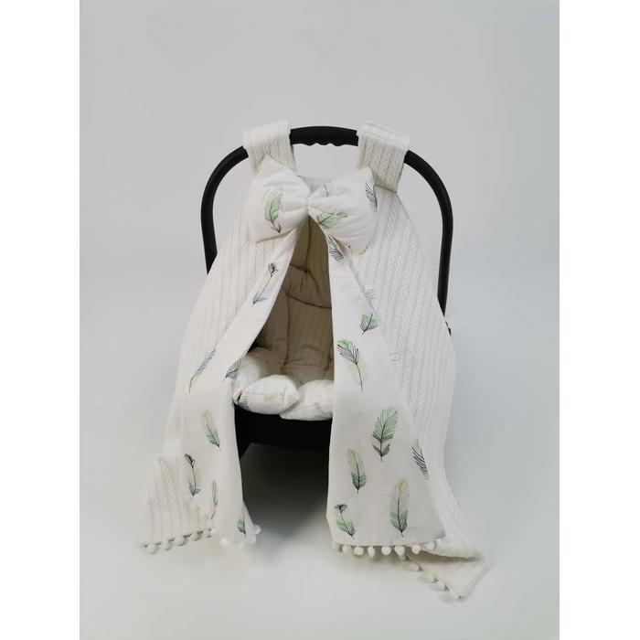 Babynest 8'li set krem örgü pike - yeşil tüylü poplin