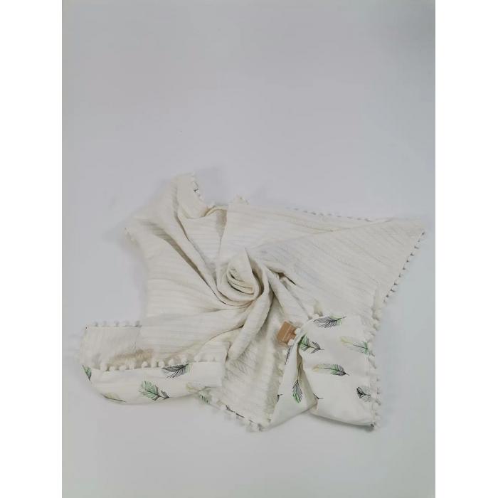 Babynest 8'li set krem örgü pike - yeşil tüylü poplin