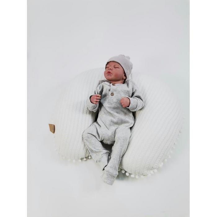 Babynest 8'li set krem örgü pike - yeşil tüylü poplin