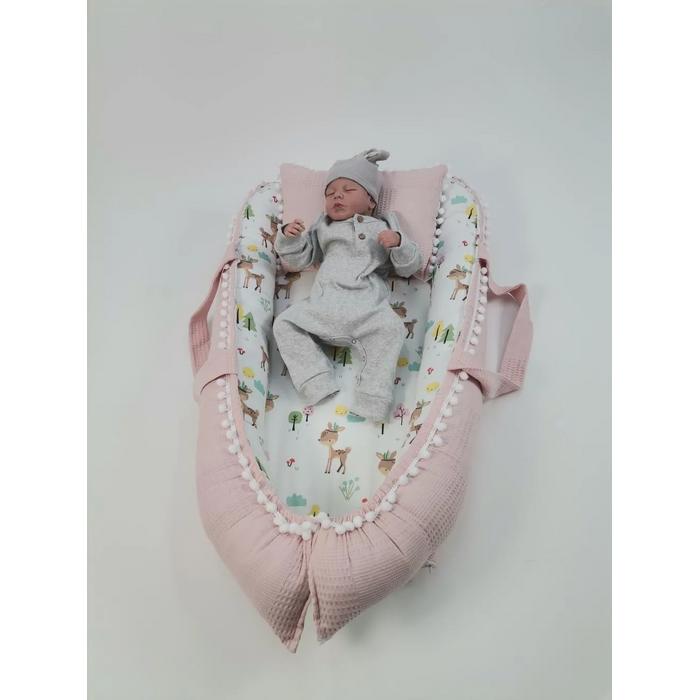 Babynest 8'li set pudra pembe waffle pike - karacalı poplin