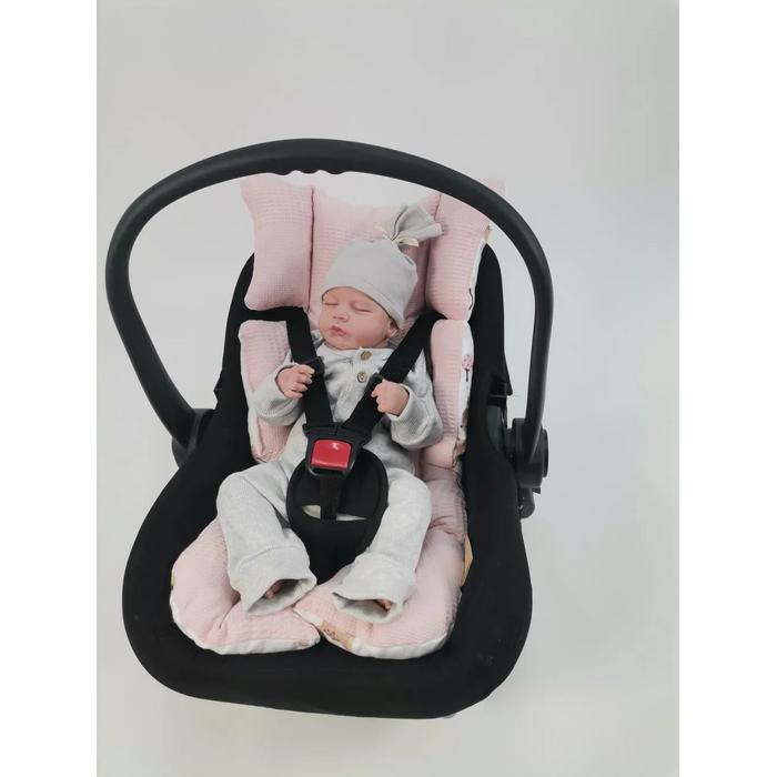 Babynest 8'li set pudra pembe waffle pike - karacalı poplin