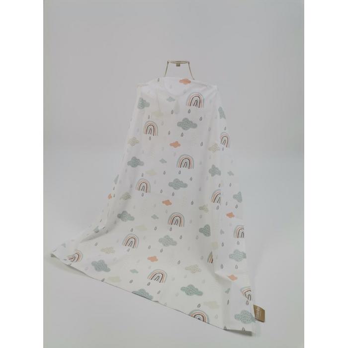 Babynest 8'li set yeşil waffle pike - gökkuşaklı poplin