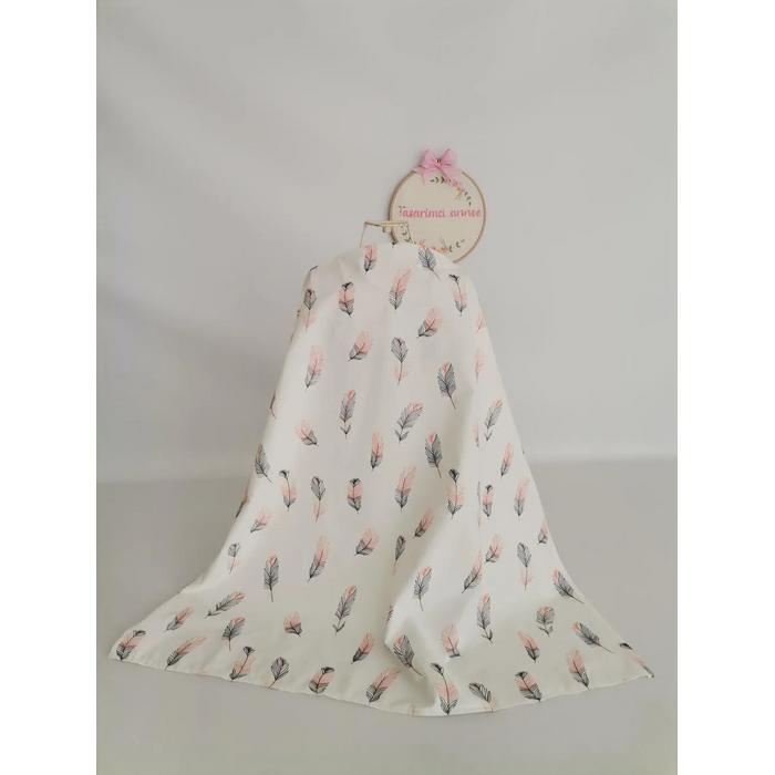 Emzirme önlüğü pembe tüylü poplin