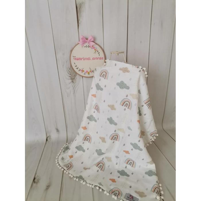 Emzirme önlüğü gökkuşaklı müslin