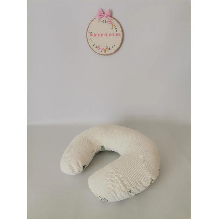 Babynest 8'li set krem waffle pike - yeşil tüylü poplin