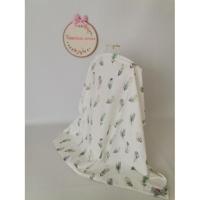 Babynest 8'li set krem waffle pike - yeşil tüylü poplin