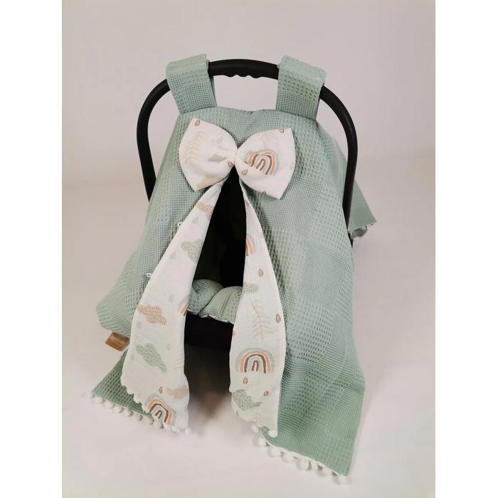 Puset örtüsü yeşil waffle pike - gökkuşaklı müslin