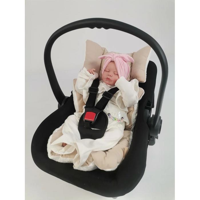 Babynest 8'li fırfırlı set krem örgü pike - bej poplin