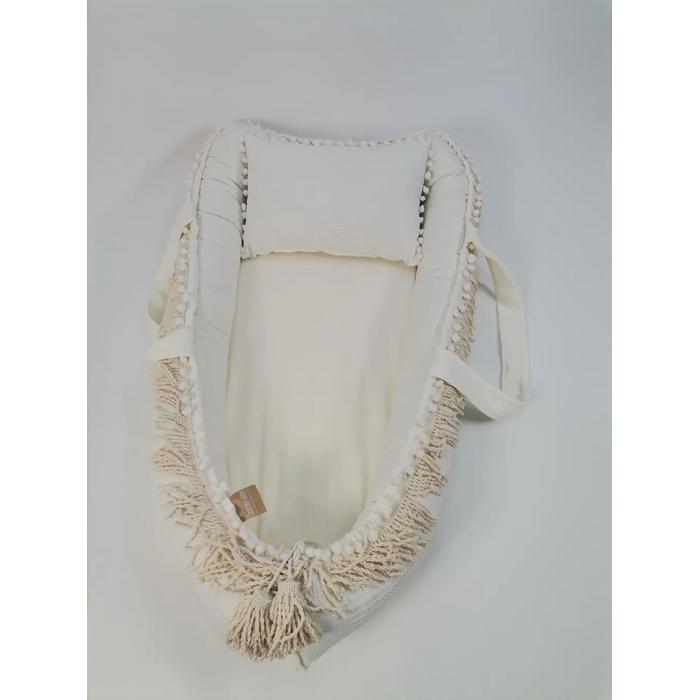 Babynest 8'li püsküllü set krem waffle pike - krem poplin