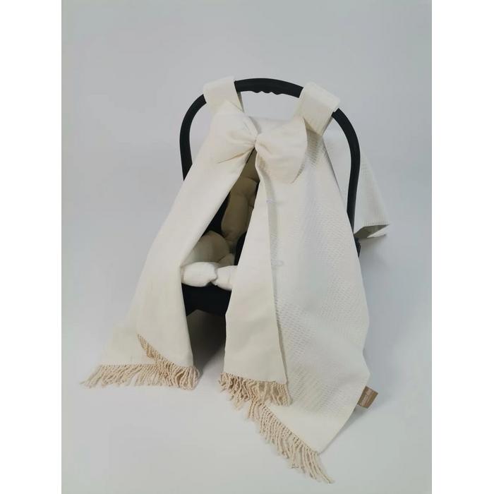 Babynest 8'li püsküllü set krem waffle pike - krem poplin