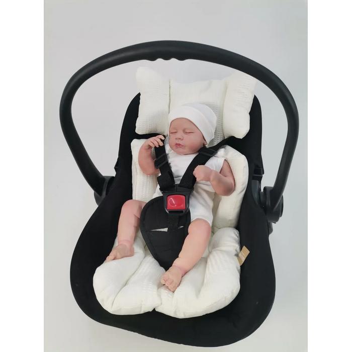 Babynest 8'li püsküllü set krem waffle pike - krem poplin