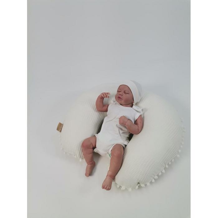 Babynest 8'li püsküllü set krem waffle pike - krem poplin