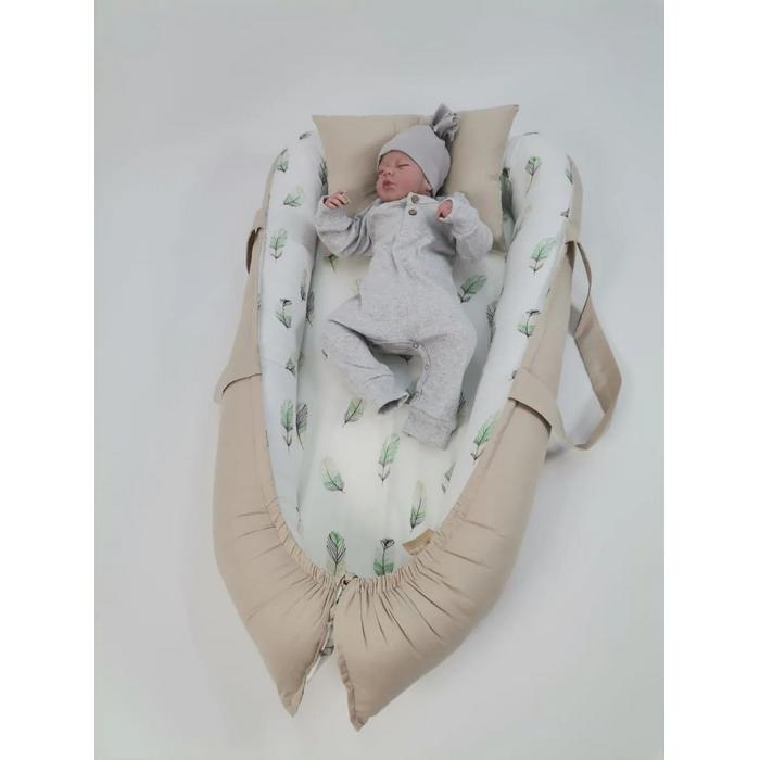 Babynest 8'li set bej poplin - yeşil tüylü poplin