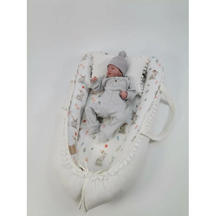 Babynest 8'li set krem waffle pike - tavşanlı müslin