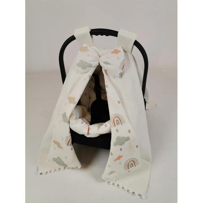 Babynest 8'li set krem waffle pike - gökkuşaklı müslin