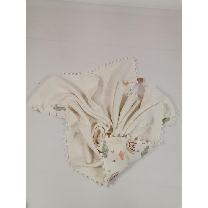 Babynest 8'li set krem waffle pike - gökkuşaklı müslin