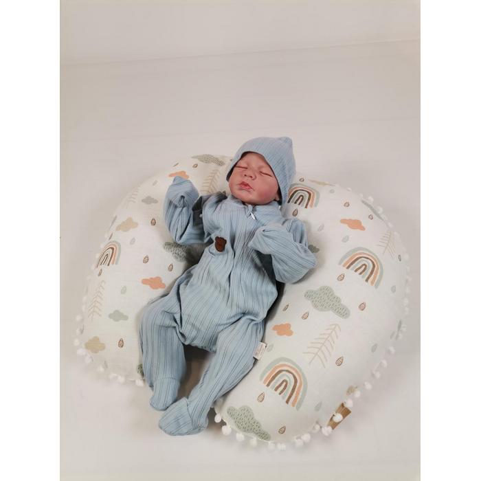 Babynest 8'li set krem waffle pike - gökkuşaklı müslin