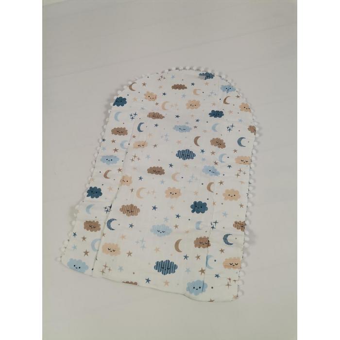 Babynest 8'li set mavi waffle pike - mavi aylı bulutlu müslin